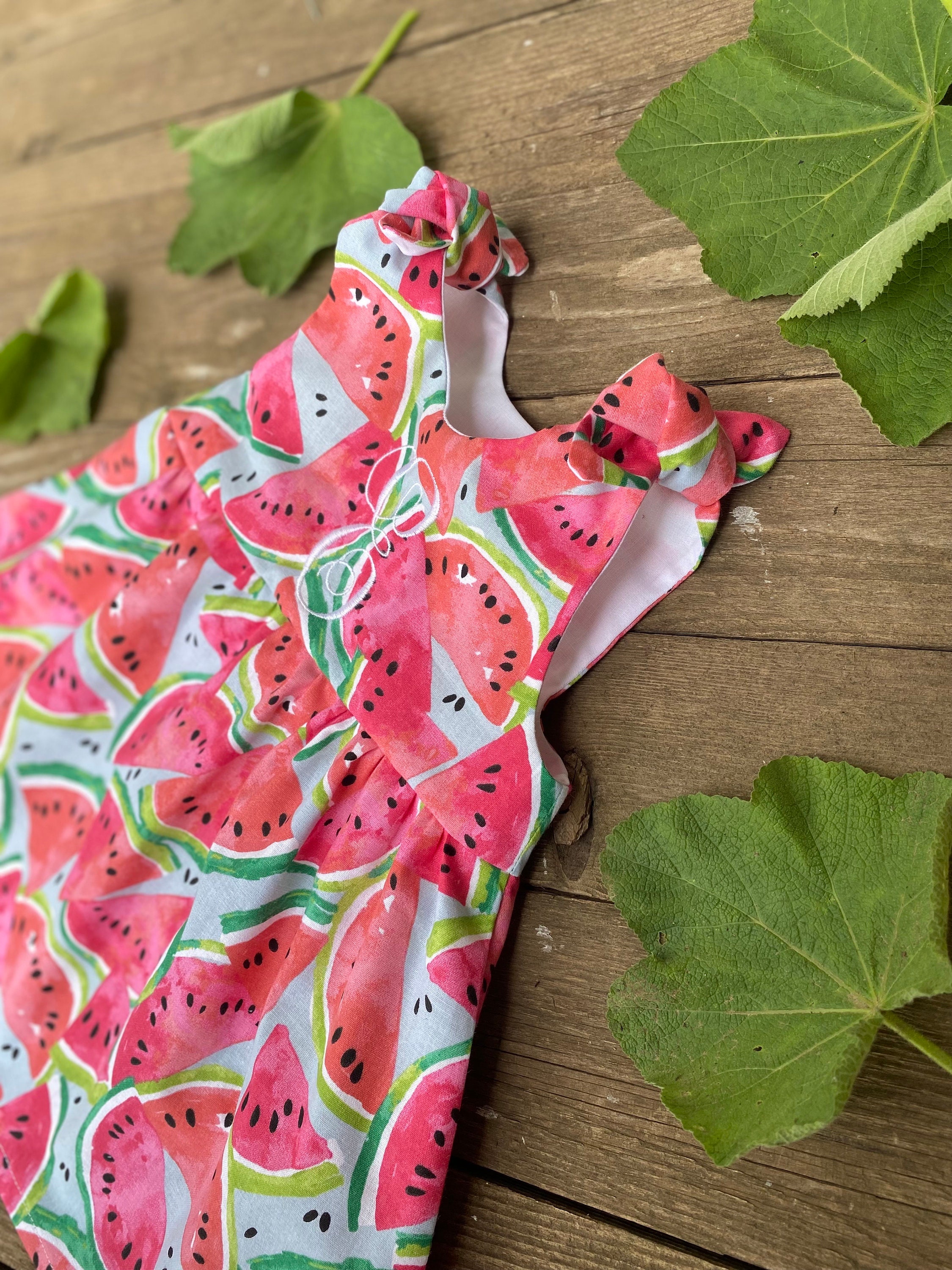 pink watermelon dress Pink Watermelon Dress, Monogrammed Birthday Dress, Baby Shower Gift, Picture Outfit