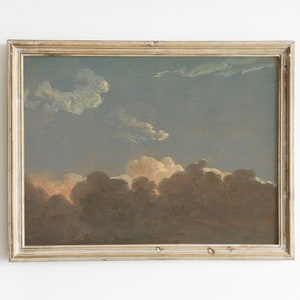 Wolken + Himmel | digitales vintage Ölgemälde | druckbare Vintage Kinderzimmer Kunst | rosa Wolken Malerei