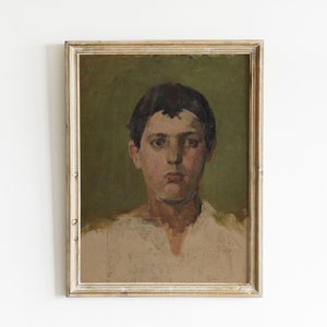 ritratto di un ragazzo / pittura a olio vintage stampabile / ritratto vintage digitale / arte antica / arredamento di transizione / arredamento della fattoria