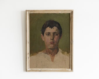 portrait of a boy | printable vintage oil painting | digital vintage portrait | antique art | transitional decor | farmhouse decor