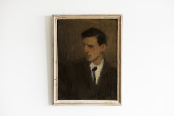 blurred portrait of a man | printable vintage oil painting | digital vintage portrait | transitional farmhouse decor | moody oil painting