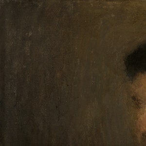 May include: A close-up of a dark brown canvas texture. The canvas is textured with a fine weave and has a slightly rough surface.