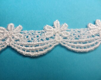 1 Inch Scallop White Venise Lace Trim By the Yard