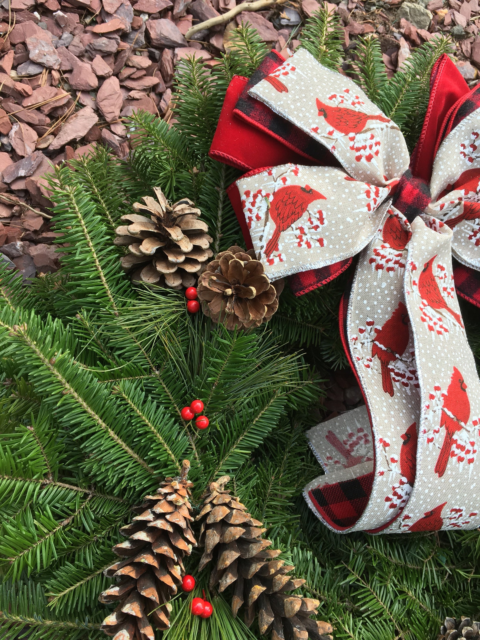 Snowy Winter Cardinals Balsam Fir Wreath Maine Made Fresh Etsy