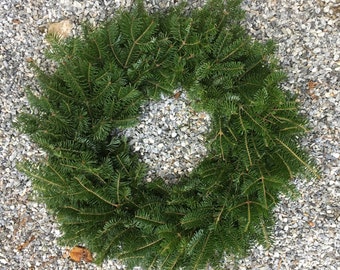 24" Christmas Wreath  ~ Undecorated or Add a Bow ~ Single Side~ Fresh Maine Balsam Fir Evergreen