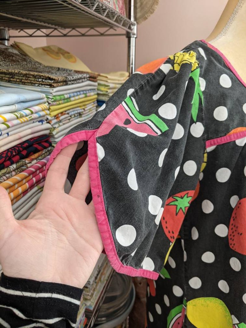 Polka Dot and Fruity Dress Caftan 80s loungewear