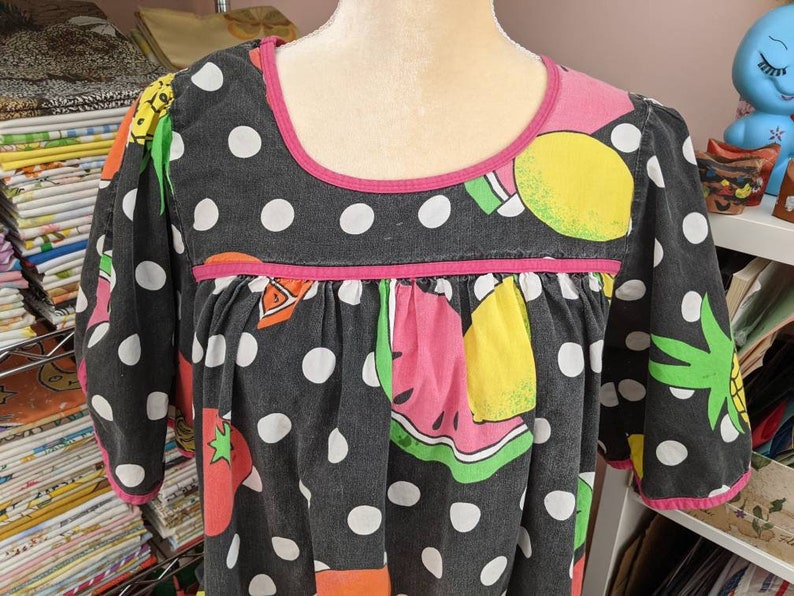 Polka Dot and Fruity Dress Caftan 80s loungewear