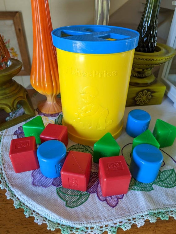 1977 Fisher Price Retro Shape Sorting Bucket Baby Toy // Etsy