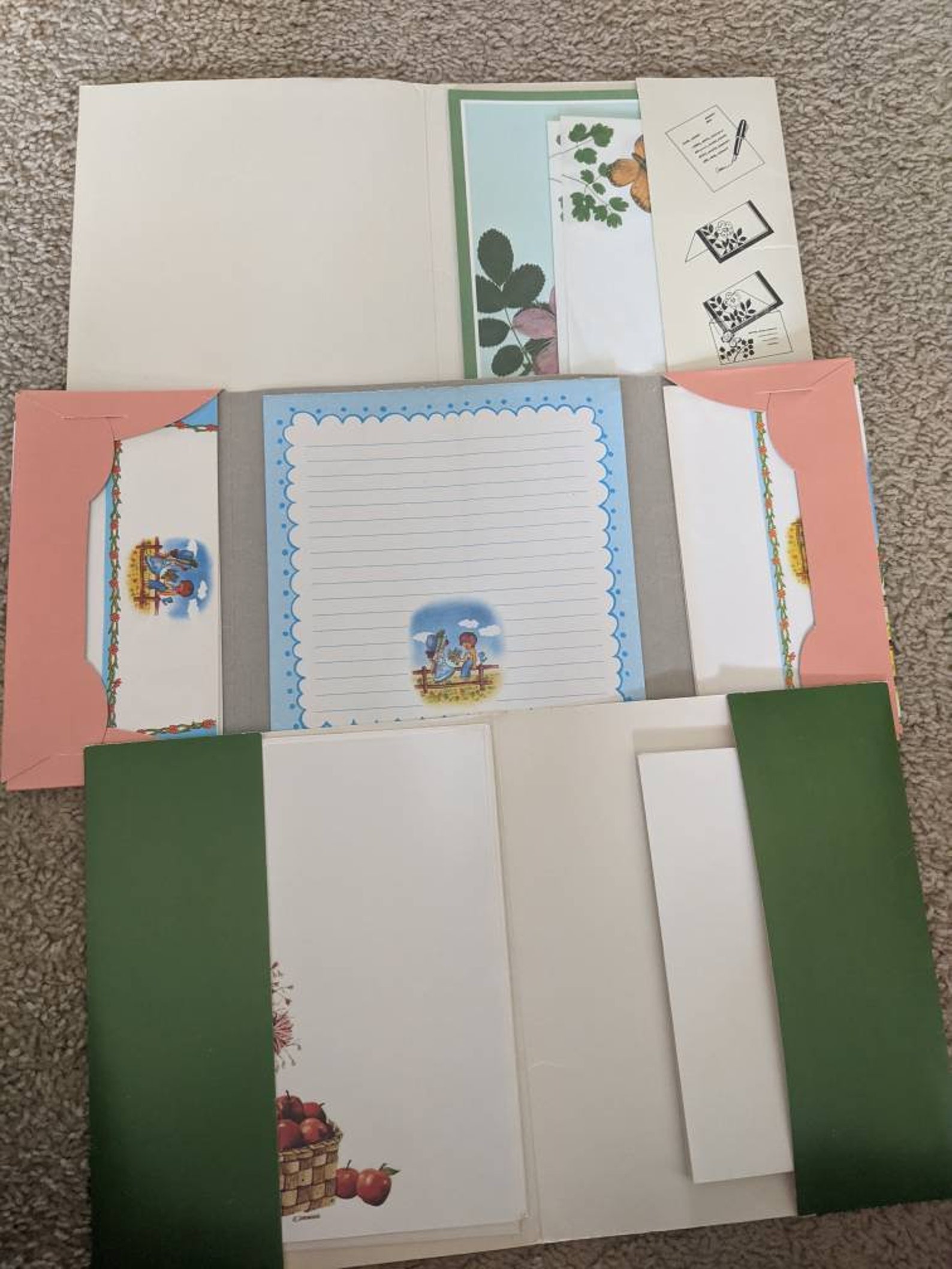 Lot of 3 Current Stationery Sets // flowers apples kitchy kids Etsy