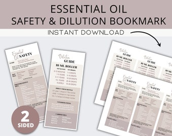 Essential Oil Safety Bookmark Essential Oil Gift Journal EO Journal Essential Oil Printable Journal Essential Oil Dilution Guide