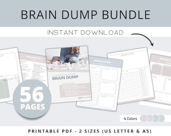 Brain Dump BUNDLE, To Do List Printable, ADHD Daily Planner, Productivity PDF, Priority Matrix, Thoughts Organizer, Custom Daily Planner
