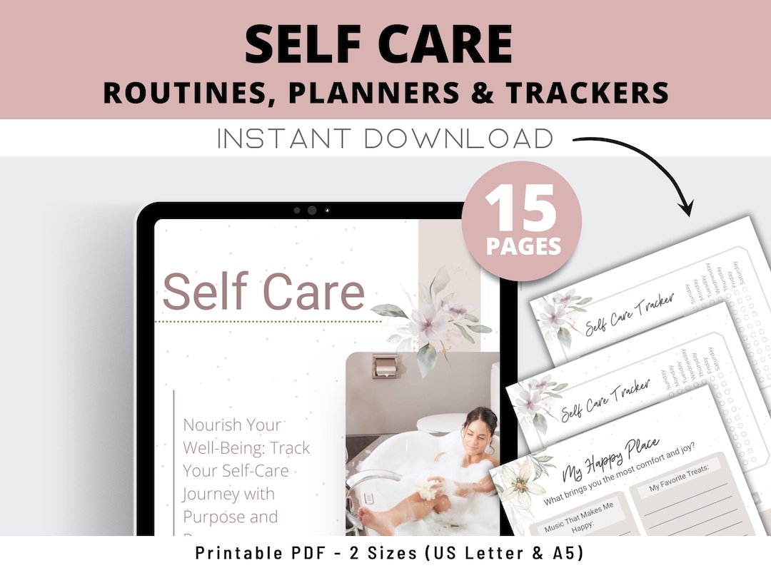 Self Care Planner Checklist Tracker for Mental Wellness, Burnout ...