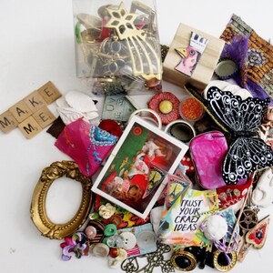 Assemblage Kit, Junk Drawer Art, Found Object Assemblage Bundle  50+ pieces
