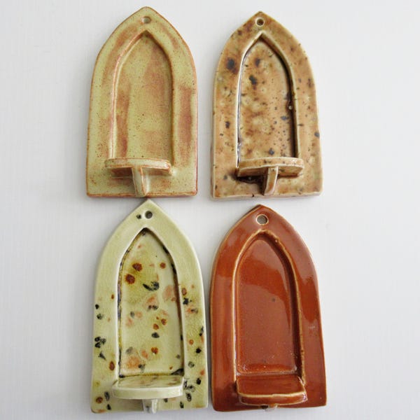 Handmade Warm Tones Ceramic Votive Shrines 5.75"x3"  Glazed in ASSORTED Colors. Gift for Sister, Christmas Gift, Ceramic Wall Decor