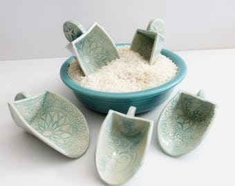 Hand made Small Ceramic Scoops, Coffee Scoop, Sugar Scoop