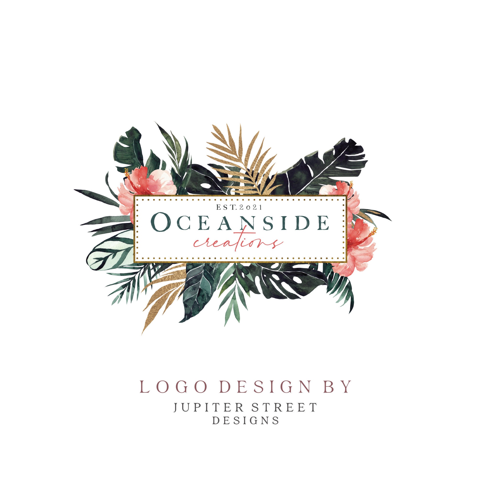 Tropical Logo Design Hibiscus Flower Logo Premade Logo | Etsy