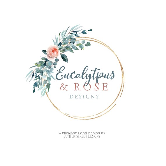 eucalytpus logo design premade logo logo design flower logo etsy etsy