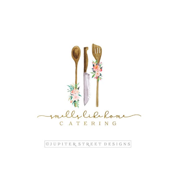 Kitchen Logo Catering Logo Utensil Logo Flower Logo Food Etsy