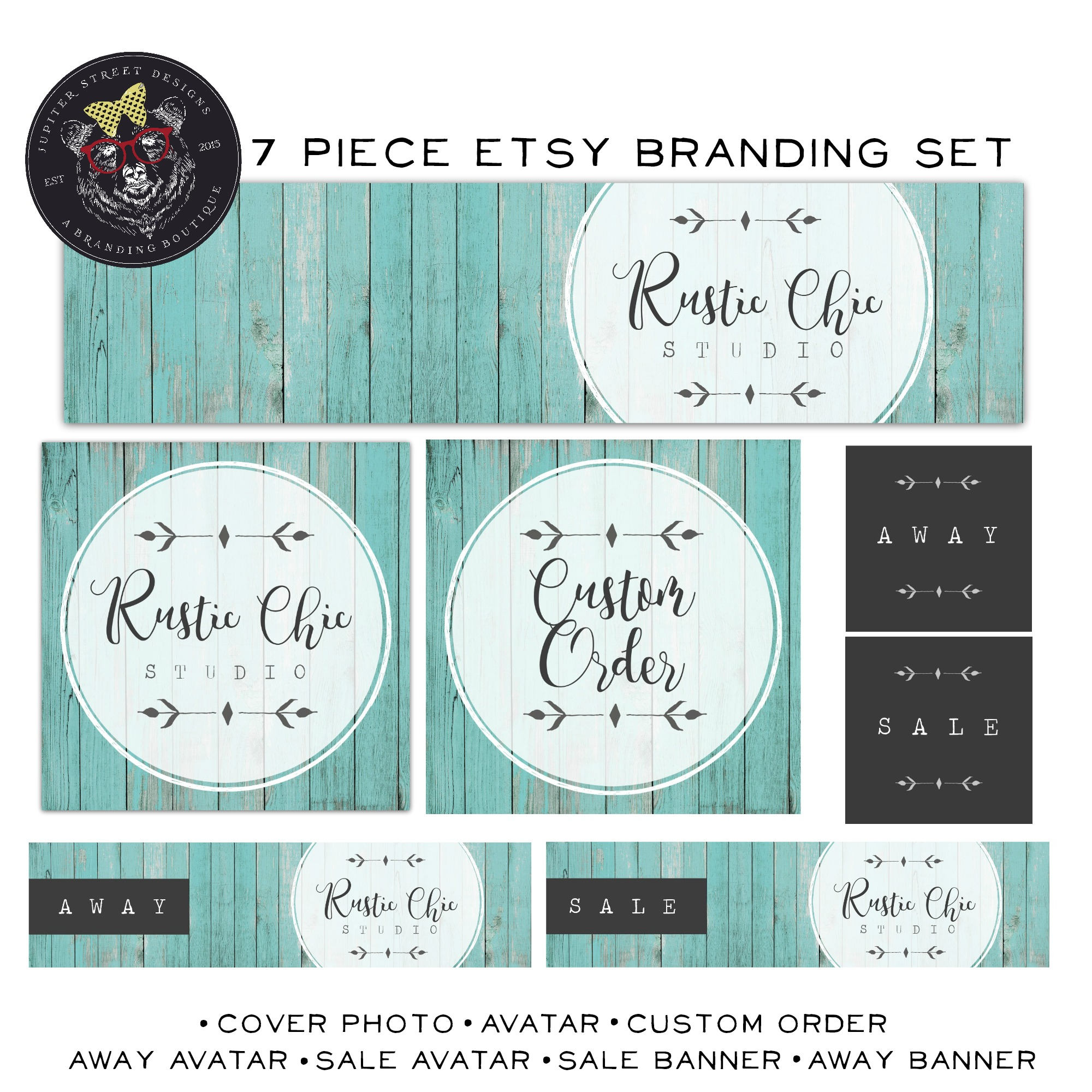 Wood Etsy Shop SetRustic Etsy SetBranding PackageMade to Etsy