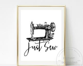Vintage Sew Machine Art Print-8 x 10 INSTANT DOWNLOAD-Sewing Room Art Print-Sewing Machine Wall Art