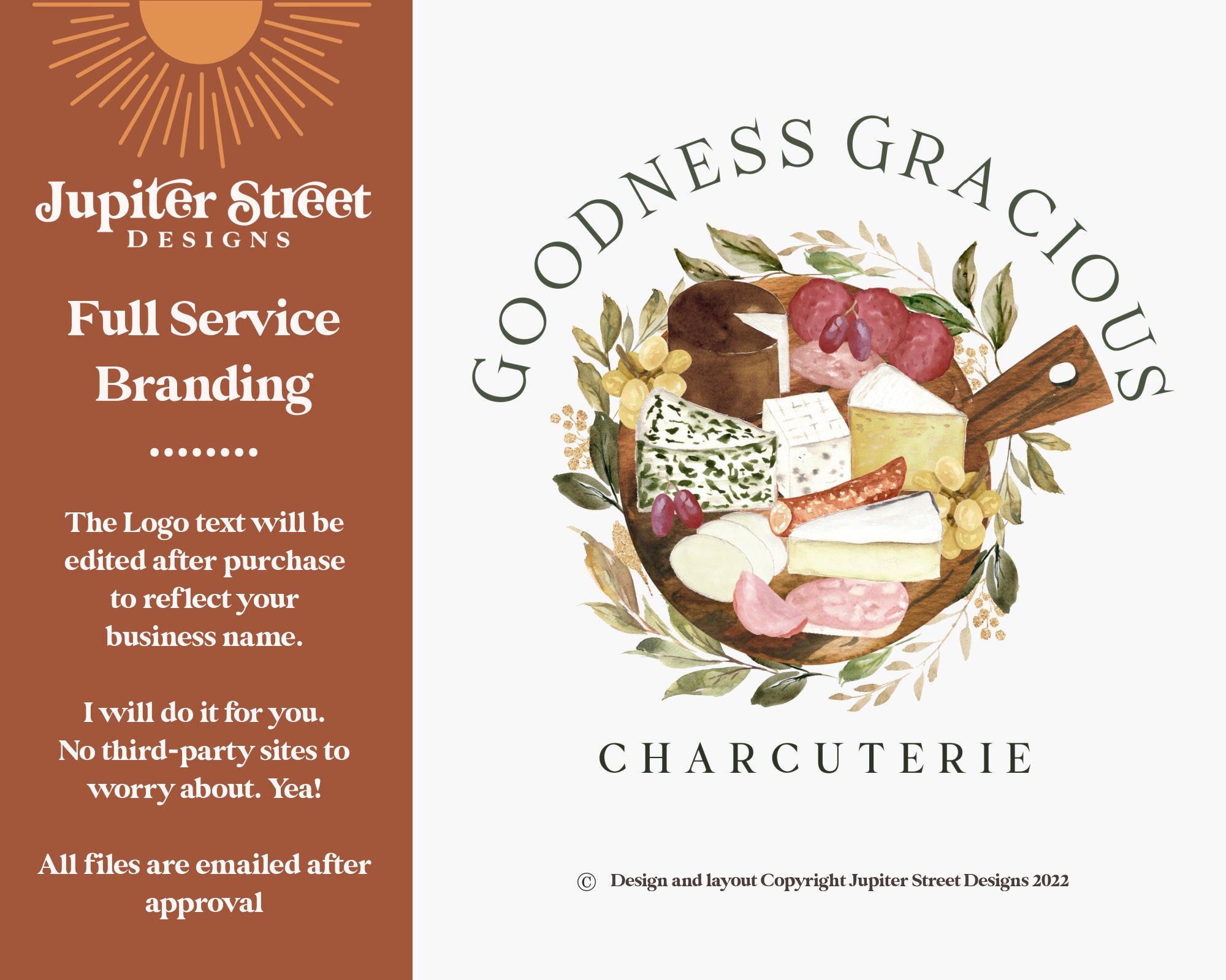 Fig Logo Herb Logo Catering Logo Premade Logo Design CHARCUTERIE BOARD