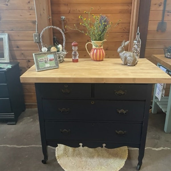 Repurposed Vintage Kitchen Island "Hailey"