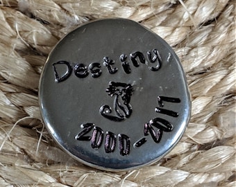 Personalized Pet Memorial Pocket Stone - Dog, Cat, Horse Memorial - Pewter Worry Stone - Pet Loss