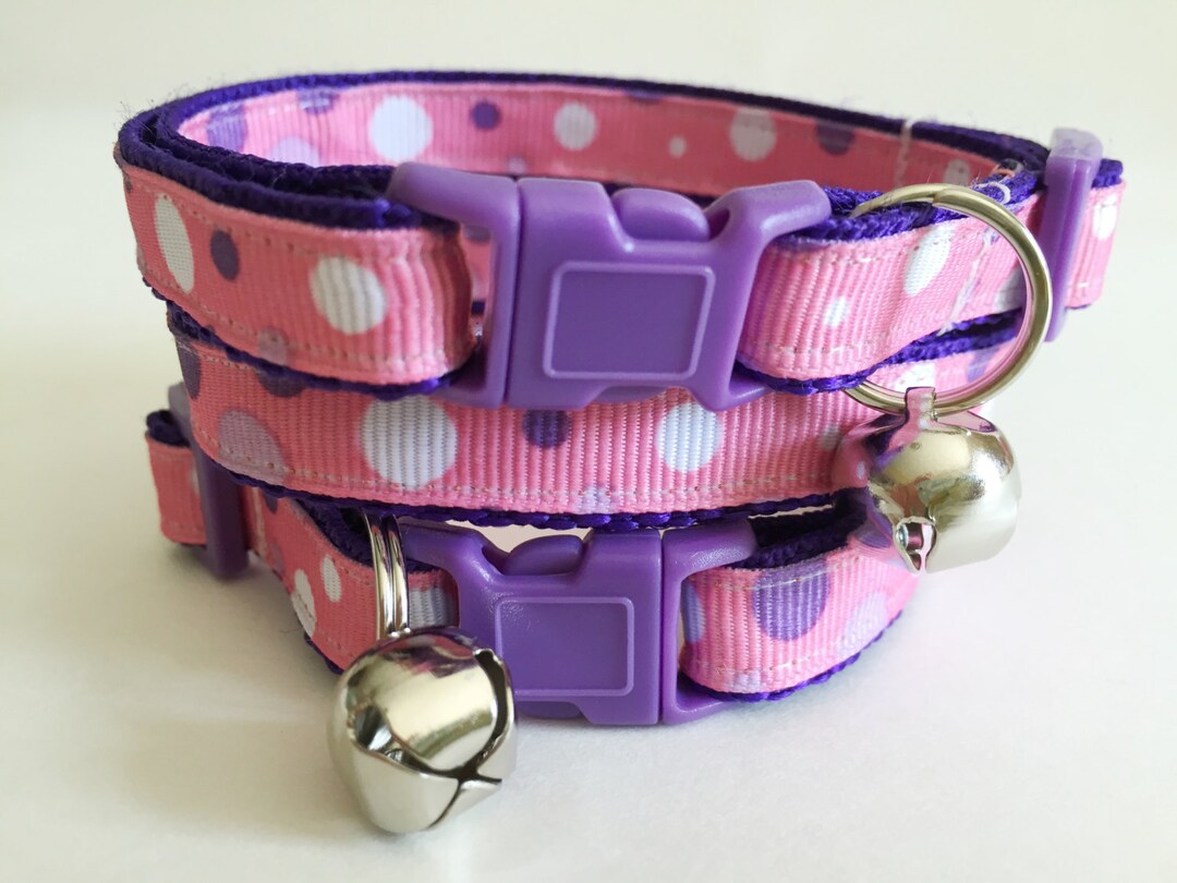 Cat Collar Kitten Collar Pink and Purple Polka Dot Cat Collar