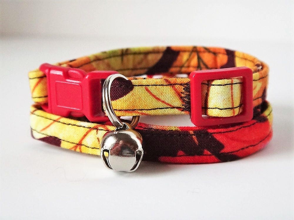 Fabric Cat Collar Kitten Collar Fall Leaves Cat Collar With Etsy