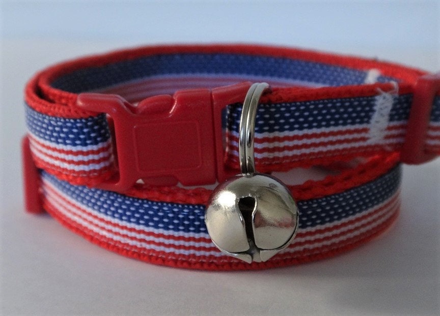 Cat Collar Kitten Collar with American Flag Red White and Etsy