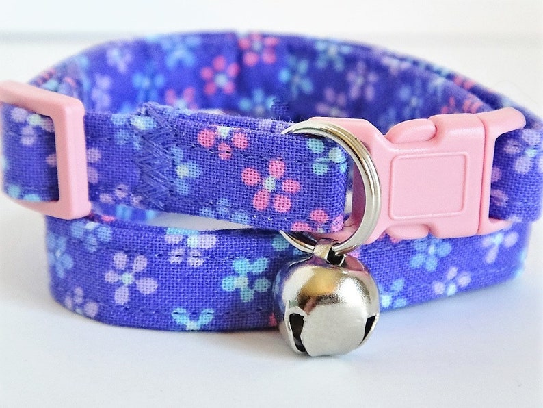 Purple Fabric Cat Collar Kitten Collar Girl Cat Collar Etsy