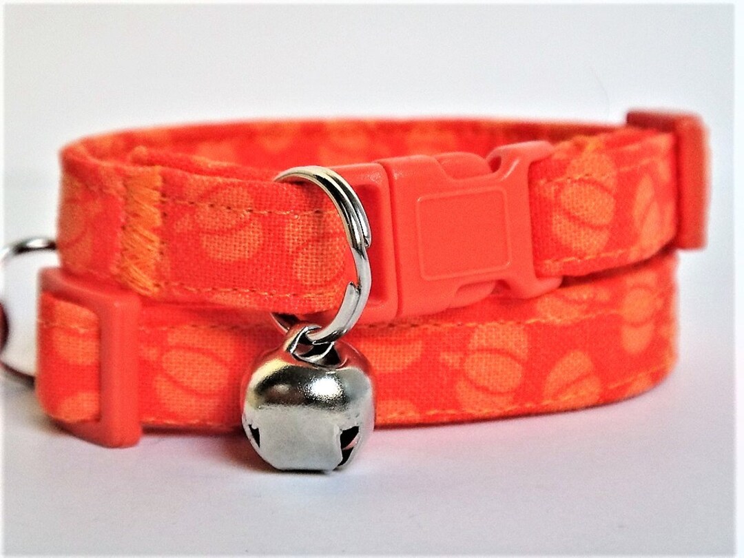 Halloween Cat Collar Fabric Kitten Collar With Pumpkins Orange Cat Collar Breakaway Cat Collar