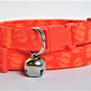 Halloween Cat Collar - Fabric Kitten Collar with Pumpkins - Orange Cat Collar - Breakaway Cat Collar with Removable Bell