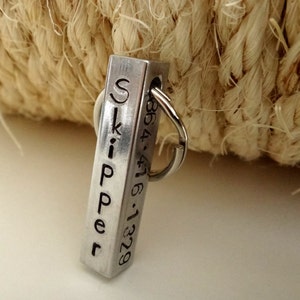 Dog Tag - Cat Tag - Pet Tag - Aluminum Bar Pet ID Tag - Hand Stamped Pet ID Tag - Horse Name Bar Tag