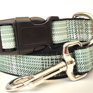Green Plaid Dog Collar & (Optional) Leash- Fabric Boy Dog Collar -Small or Large Winter Dog Collar for Girl or Boy Dog