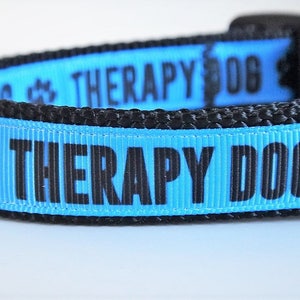 Therapy Dog Collar & Optional Leash Set in Pink or Blue Small Dog or Large Dog Collar for Therapy Dog Boy or Girl Therapy Dog Collar image 3