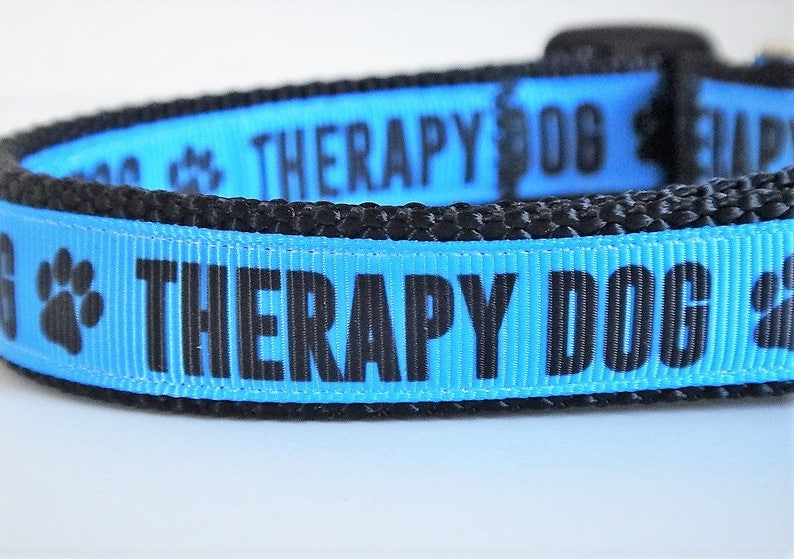 Therapy Dog Collar & Optional Leash Set in Pink or Blue Small Dog or Large Dog Collar for Therapy Dog Boy or Girl Therapy Dog Collar image 3