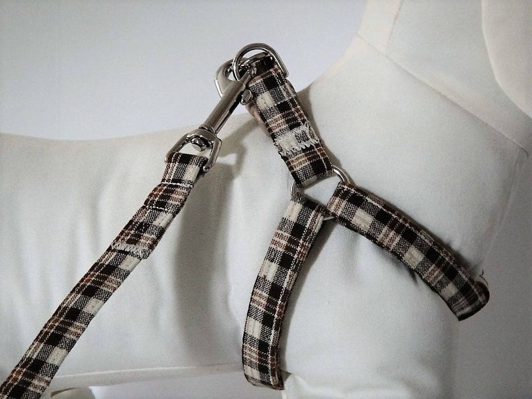 Boy Dog Harness and optional Leash Brown Plaid Dog Harness Etsy