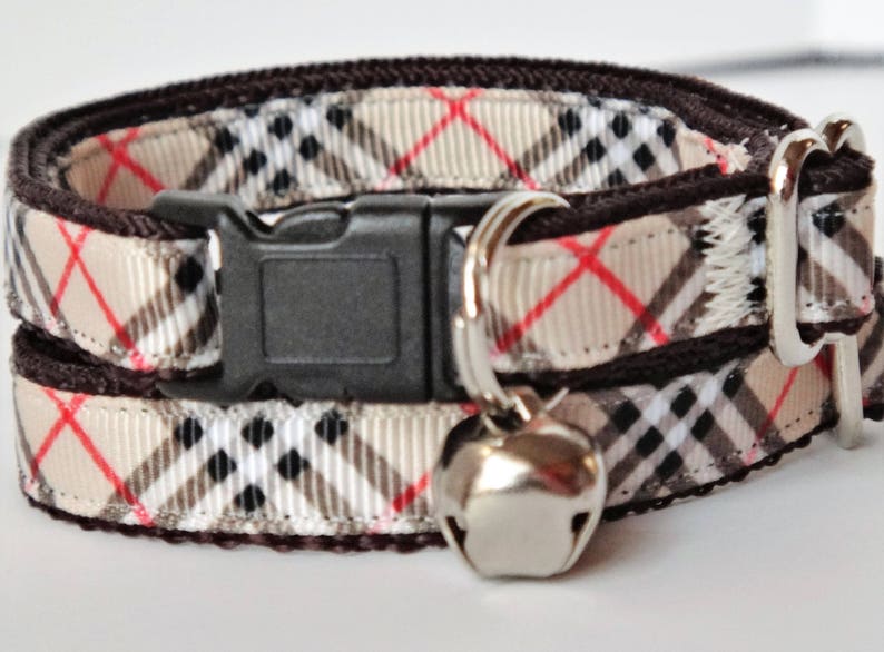 Cat Collar Kitten Collar Brown Plaid Cat Collar Boy Cat Etsy