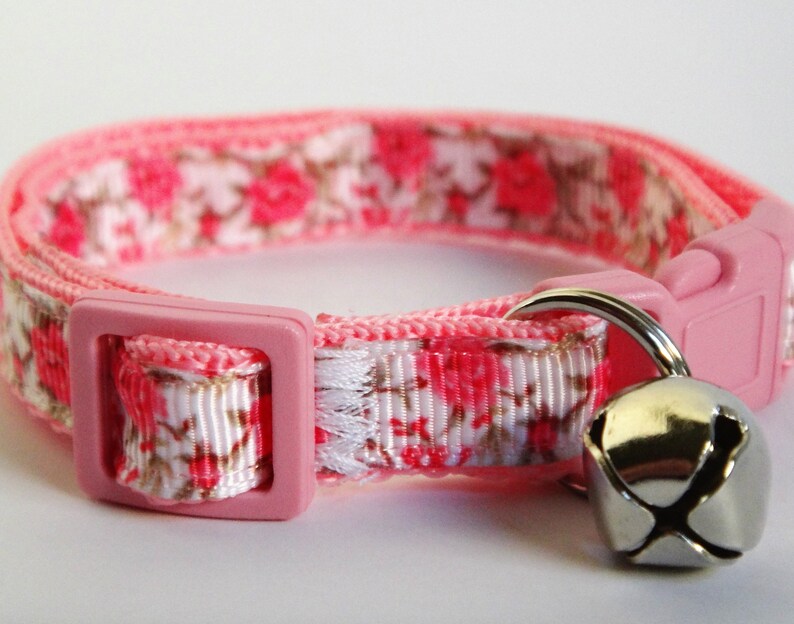 Cat Collar Kitten Collar Pink Cat Collar With Dainty Roses Etsy