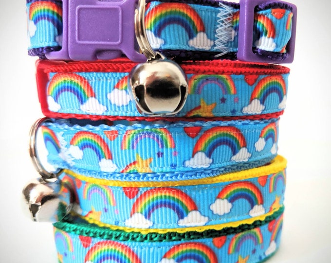 Rainbow Cat Collar kitten Collar With Rainbows Adjustable Etsy