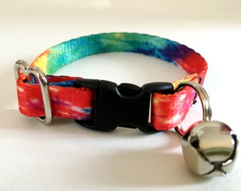 Tie Dye Cat or Kitten Collar - Breakaway Cat Collar with Removable Bell - Cute Cat Collar - Girl or Boy Cat Collar