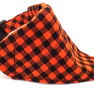 Dog or Cat Over the Collar Bandana with Black and Orange Checked Pattern - Black and Orange Halloween Dog Bandana - Dog or Cat Costume