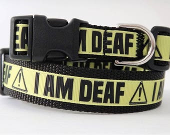 Deaf Dog Collar for Special Needs Dog - I am Deaf Dog Collar - Large or Small Dog Collar