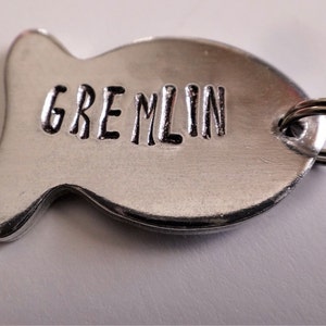 Cat Tag - Small Dog Tag - Fish Pet ID Tag - Hand Stamped Pet Name Tag - Unique Cat Tag - Fish Name Tag - Pet Collar Tag