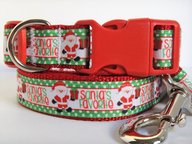 Christmas Dog Collar and optional Leash Set Santa's Etsy