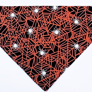 Dog or Cat Over the Collar Bandana with Spider Webs - Black and Orange Halloween Dog Bandana - Dog or Cat Costume