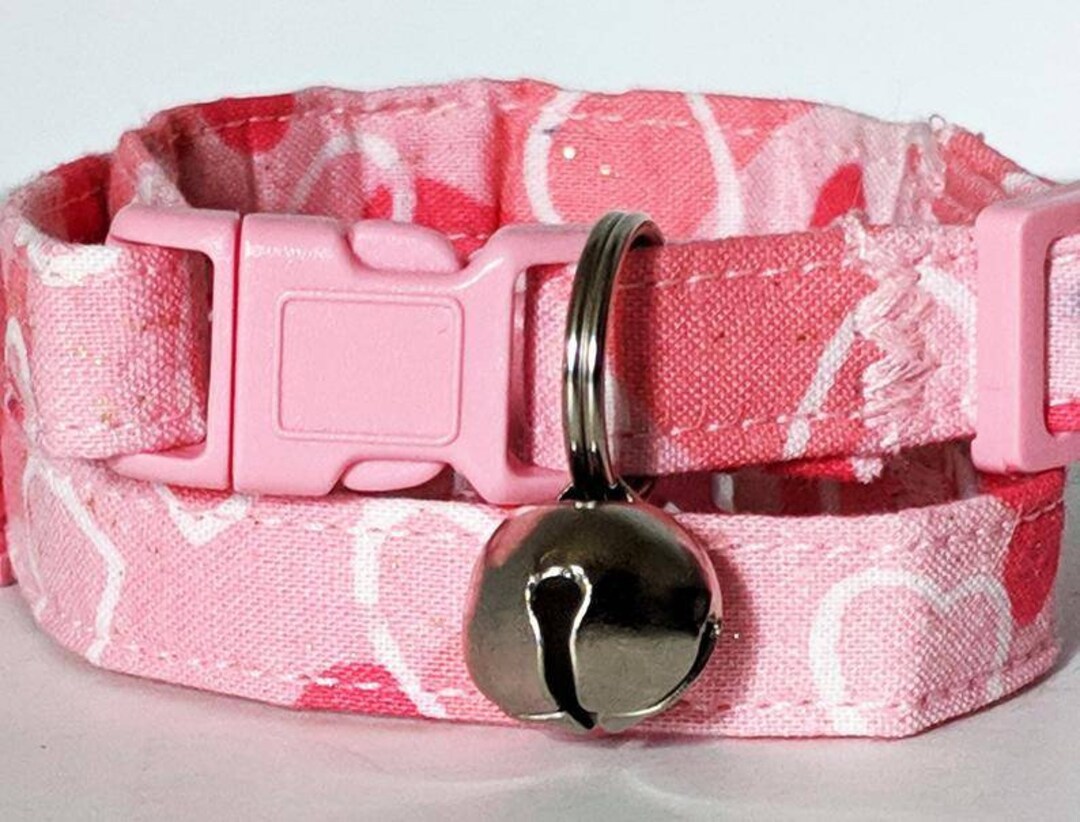 Valentine Cat Collar Kitten Collar Pink Fabic Cat Collar With
