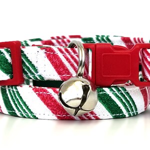 Christmas Cat or Kitten Collar-fabric Candy Cane Striped Cat