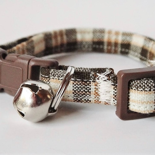 Cat Collar Kitten Collarbrown Plaid Fabric Cat Collar With Etsy